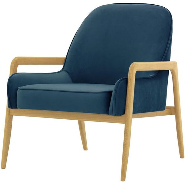 Fauteuil Turin, bleu - Velluto 11, Couleur des pieds: Chêne clair