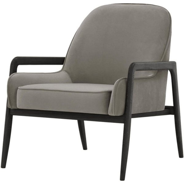 Fauteuil Turin, gris éléphant - Velluto 17, Couleur des pieds: Noir