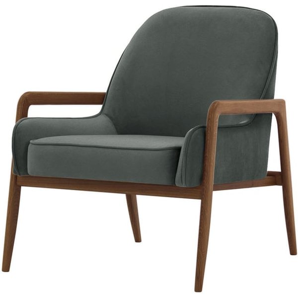 Fauteuil Turin, graphite - Velluto 19, Couleur des pieds: Chêne foncé