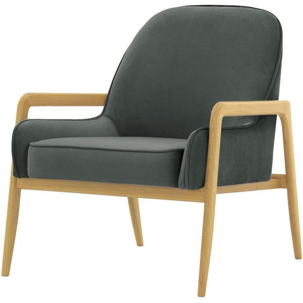 Fauteuil Turin, graphite - Velluto 19, Couleur des pieds: Chêne clair