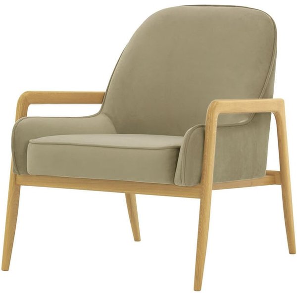 Fauteuil Turin, beige - Velluto 3, Couleur des pieds: Chêne clair