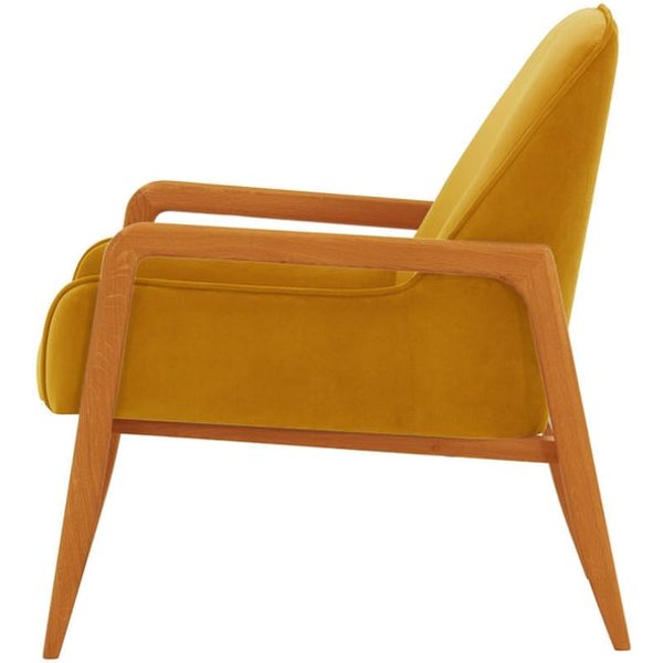 Fauteuil Turin, moutarde - Velluto 8, Couleur des pieds: aveo