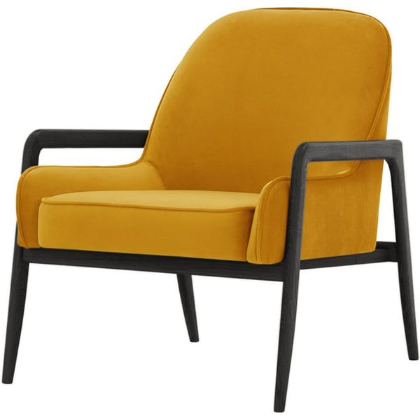 Fauteuil Turin, moutarde - Velluto 8, Couleur des pieds: Noir
