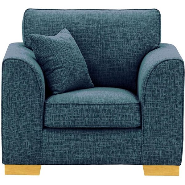 Fauteuil Avos, Vitolini 335-0722 - Bleu Marine, Couleur des pieds: Chêne clair