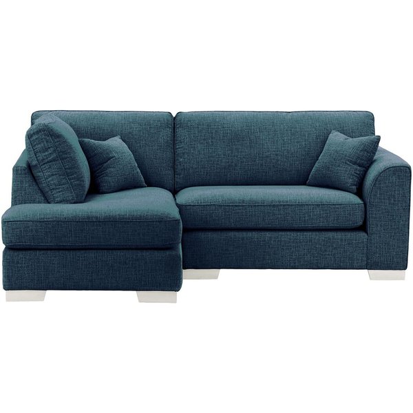 Canapé d’angle gauche Avos, Vitolini 335-0722 - Bleu Marine, Couleur des pieds: Blanc