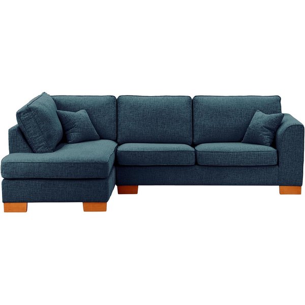 Canapé d'angle gauche Avos avec fonction lit, Vitolini 335-0722 - Bleu Marine, Couleur des pieds: aveo