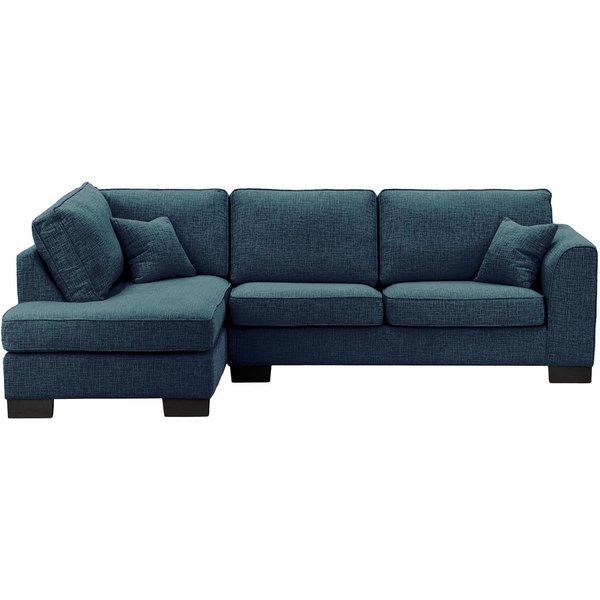 Grand canapé d'angle gauche Avos, Vitolini 335-0722 - Bleu Marine, Couleur des pieds: Noir