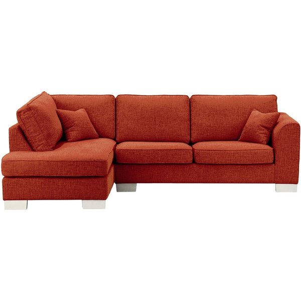 Canapé d'angle gauche Avos avec fonction lit, Vitolini 337-0706 - Terracota, Couleur des pieds: Blanc
