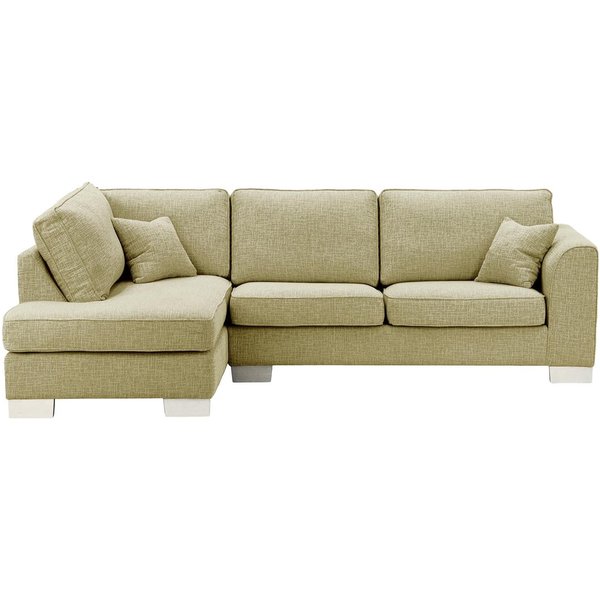 Canapé d'angle gauche Avos avec fonction lit, Vitolini 337-0708 - Vison, Couleur des pieds: Blanc