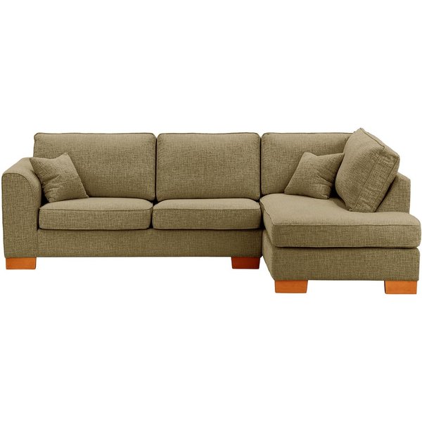 Canapé d'angle droit Avos avec fonction lit, Vitolini 256-0624 - Marron Clair, Couleur des pieds: aveo
