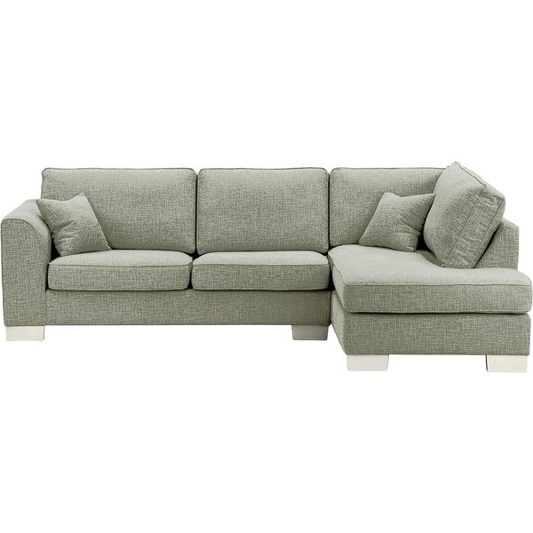 Grand canapé d'angle droit Avos, Vitolini 335-0723 - Gris Clair, Couleur des pieds: Blanc