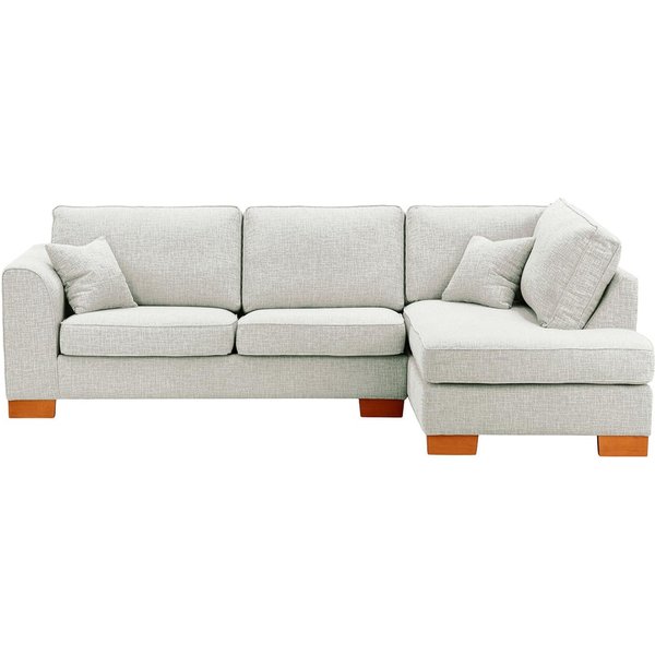 Grand canapé d'angle droit Avos, Vitolini 361-0104 - Blanc, Couleur des pieds: aveo