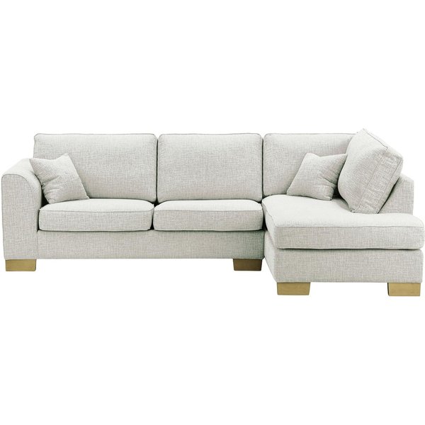 Canapé d'angle droit Avos avec fonction lit, Vitolini 361-0104 - Blanc, Couleur des pieds: Noir wax