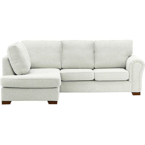 Canapé d’angle gauche Bonna, Vitolini 361-0104 - Blanc, Couleur des pieds: Chêne foncé
