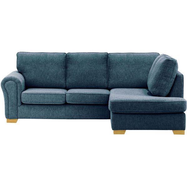 Canapé d’angle droit Bonna, Vitolini 335-0722 - Bleu Marine, Couleur des pieds: Chêne clair