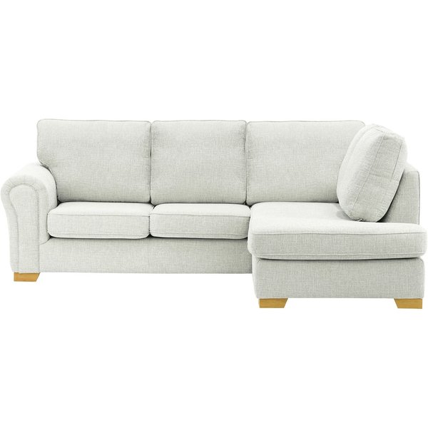 Canapé d’angle droit Bonna, Vitolini 361-0104 - Blanc, Couleur des pieds: Chêne foncé