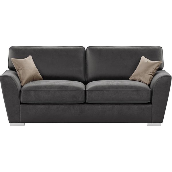 Canapé trois places avec dossier à coussins bien adaptés Majestic, graphite - Velluto 19/ beige - Velluto 3
