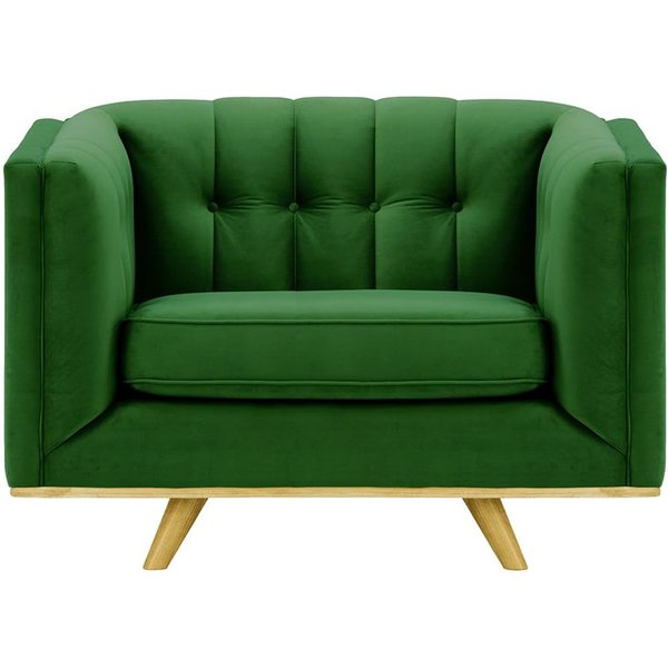 Fauteuil Vicenza, vert foncé - Velluto 10, Couleur des pieds: Chêne clair
