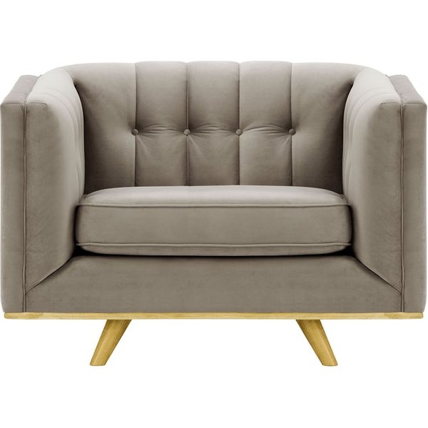 Fauteuil Vicenza, gris éléphant - Velluto 17, Couleur des pieds: Chêne clair