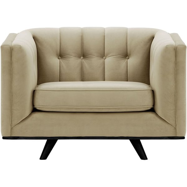 Fauteuil Vicenza, beige - Velluto 3, Couleur des pieds: Noir