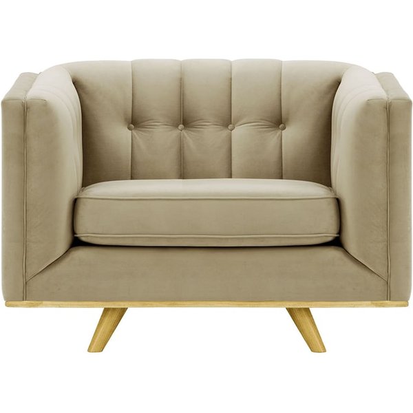 Fauteuil Vicenza, beige - Velluto 3, Couleur des pieds: Chêne clair