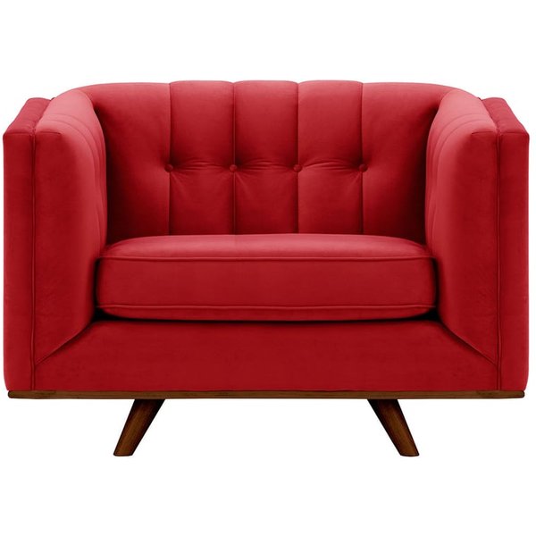 Fauteuil Vicenza, rouge - Velluto 7, Couleur des pieds: Chêne foncé