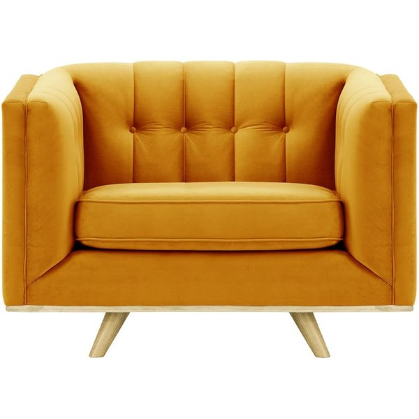 Fauteuil Vicenza, moutarde - Velluto 8, Couleur des pieds: Noir wax