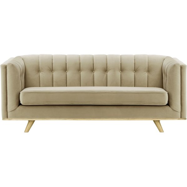Canapé trois places Vicenza, beige - Velluto 3, Couleur des pieds: Noir wax