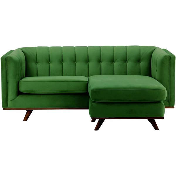 Canapé d’angle réversible Vicenza, vert foncé - Velluto 10, Couleur des pieds: Chêne foncé
