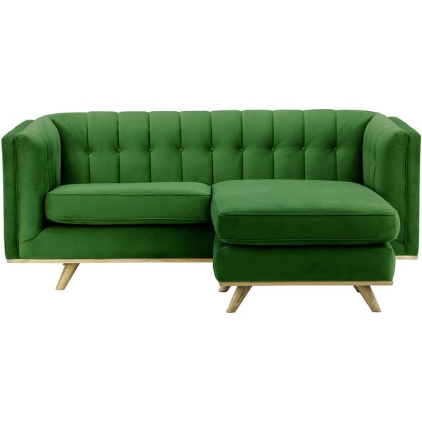 Canapé d’angle réversible Vicenza, vert foncé - Velluto 10, Couleur des pieds: Noir wax
