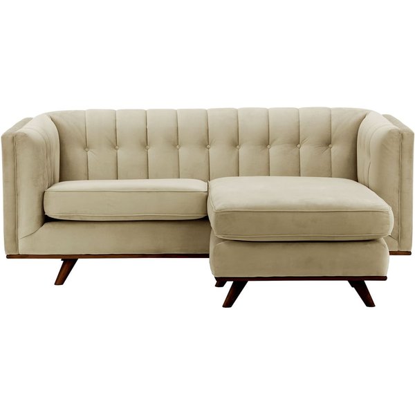 Canapé d’angle réversible Vicenza, beige - Velluto 3, Couleur des pieds: Chêne foncé