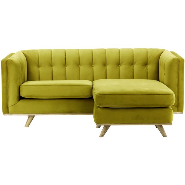 Canapé d’angle réversible Vicenza, olive - Velluto 9, Couleur des pieds: Noir wax