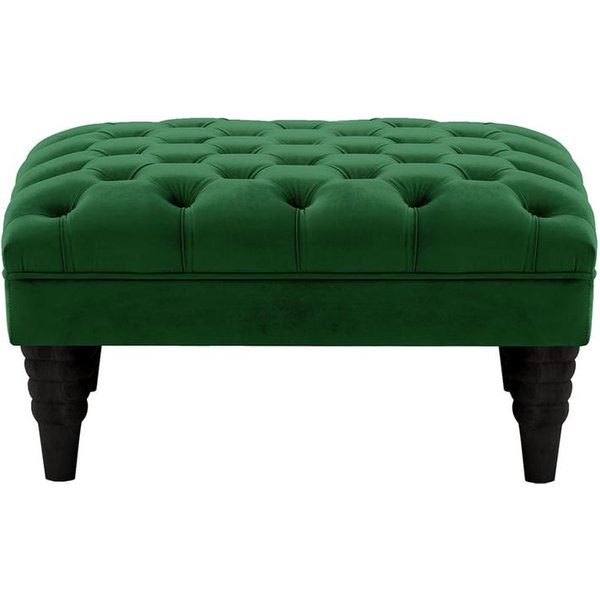 Pouf capitonné Chester Max, vert foncé - Velluto 10, Couleur des pieds: Noir