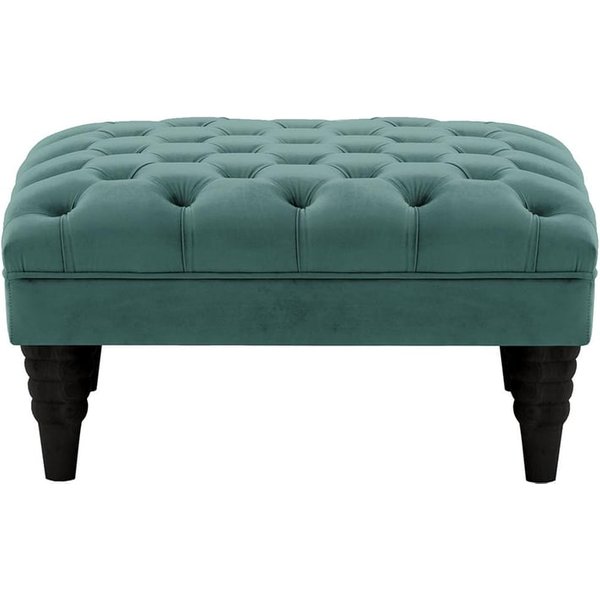 Pouf capitonné Chester Max, bleu - Velluto 12, Couleur des pieds: Noir