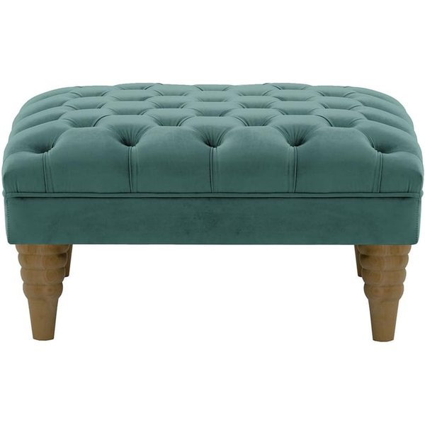 Pouf capitonné Chester Max, bleu - Velluto 12, Couleur des pieds: Noir wax