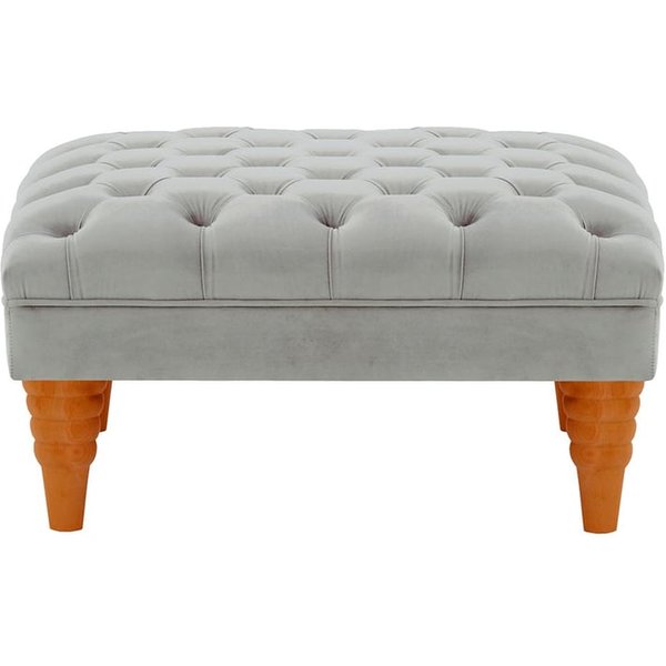 Pouf capitonné Chester Max, gris clair - Velluto 15, Couleur des pieds: aveo