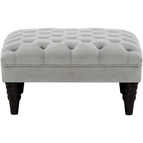 Pouf capitonné Chester Max, gris clair - Velluto 15, Couleur des pieds: Noir