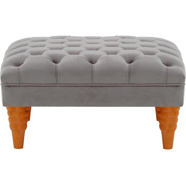 Pouf capitonné Chester Max, gris éléphant - Velluto 17, Couleur des pieds: aveo