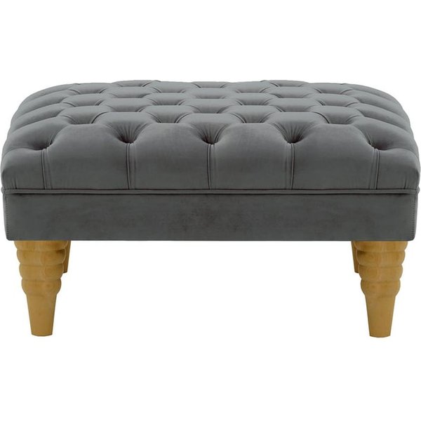 Pouf capitonné Chester Max, graphite - Velluto 19, Couleur des pieds: Chêne clair