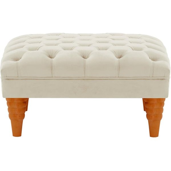 Pouf capitonné Chester Max, beige clair - Velluto 2, Couleur des pieds: aveo