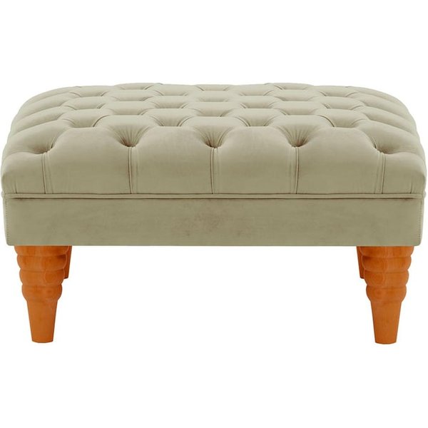Pouf capitonné Chester Max, beige - Velluto 3, Couleur des pieds: aveo