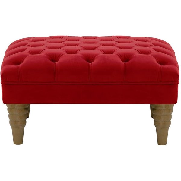 Pouf capitonné Chester Max, rouge - Velluto 7, Couleur des pieds: Noir wax