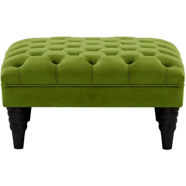 Pouf capitonné Chester Max, olive - Velluto 9, Couleur des pieds: Noir