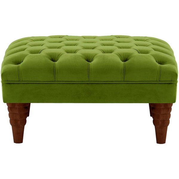 Pouf capitonné Chester Max, olive - Velluto 9, Couleur des pieds: Chêne foncé