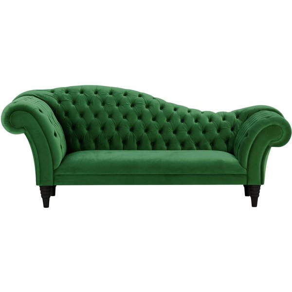 Canapé chaise longue Chester, vert foncé - Velluto 10, Couleur des pieds: Noir