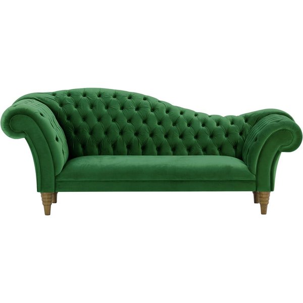 Canapé chaise longue Chester, vert foncé - Velluto 10, Couleur des pieds: Chêne clair