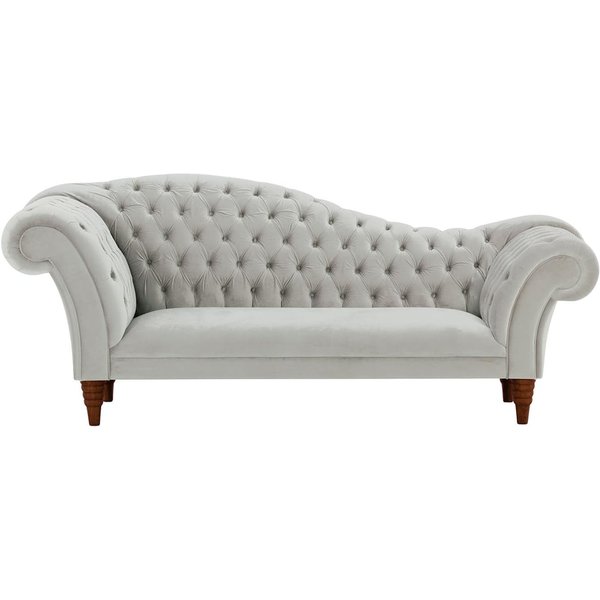 Canapé chaise longue Chester, gris clair - Velluto 15, Couleur des pieds: Chêne foncé