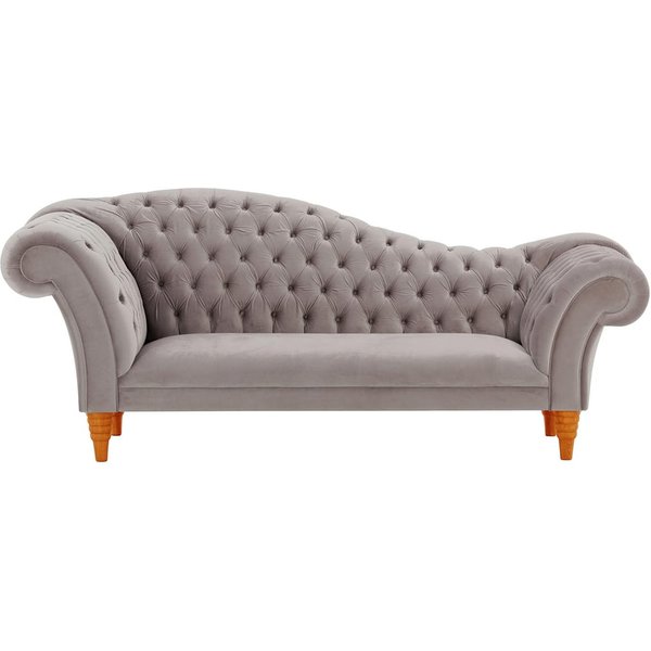 Canapé chaise longue Chester, gris éléphant - Velluto 17, Couleur des pieds: aveo
