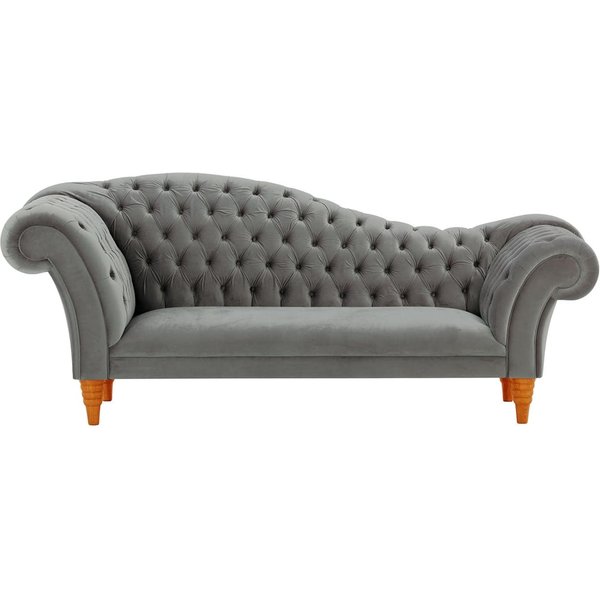 Canapé chaise longue Chester, graphite - Velluto 19, Couleur des pieds: aveo