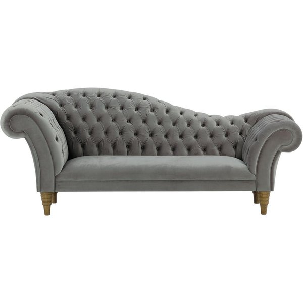 Canapé chaise longue Chester, graphite - Velluto 19, Couleur des pieds: Noir wax